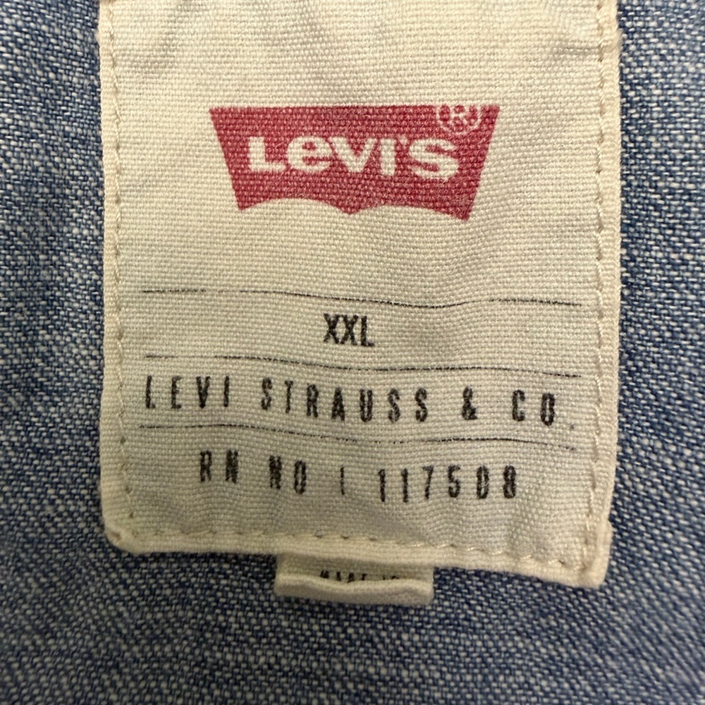 Levi's Barstow Men's XXL Denim Long Sleeve Western Shirt Blue Pearl Snap - Picture 5 of 8